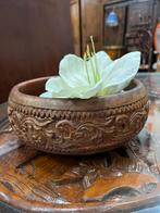 Antieke handgesneden houten schaal – Aziatisch – 26 cm, Ophalen of Verzenden