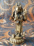 Mooi zwaar oud Ganesha beeldje uit India van brons 13 cm., Ophalen of Verzenden
