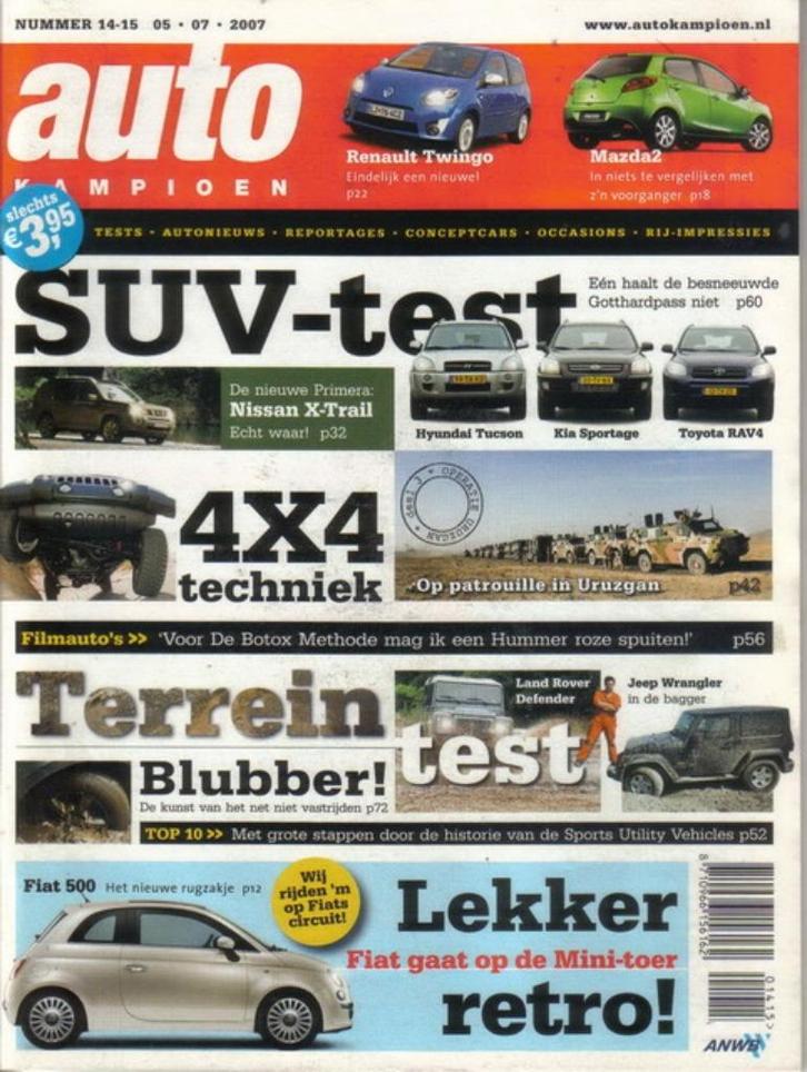 Autokampioen 14/15 2007 : Fiat 500 - Renault Twingo GT - Kia, Boeken, Auto's | Folders en Tijdschriften, Gelezen, Algemeen, Ophalen of Verzenden