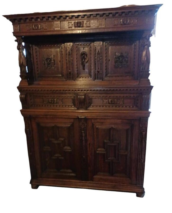 18de eeuwse beeldenkast in eik., Antiek en Kunst, Antiek | Meubels | Kasten, Ophalen