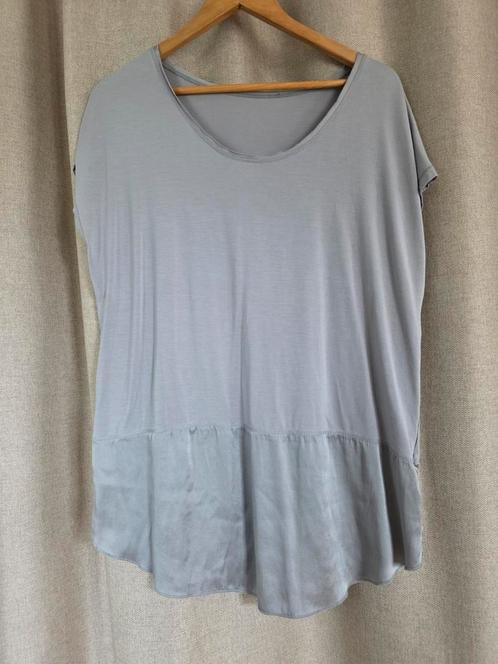 Leuke top met zijde mt 44, Kleding | Dames, Tops, Zo goed als nieuw, Maat 42/44 (L), Grijs, Zonder mouw, Ophalen of Verzenden