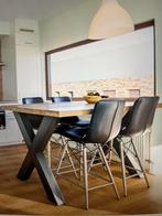 Bartafel en krukken set (zsm ophalen!), Ophalen, Gebruikt, Eikenhout, 50 tot 100 cm