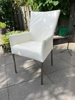 4 leren eetkamerstoelen. Kleur: wit, Huis en Inrichting, Ophalen, Gebruikt, Wit, Leer
