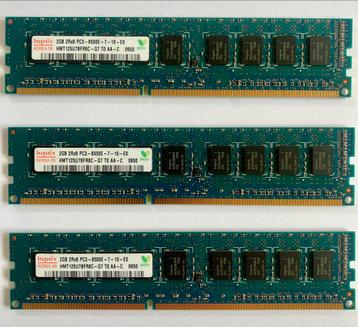 SK Hynix 6GB (3x2) DDR3 RAM 1066mhz PC-8500E ECC unbuffered