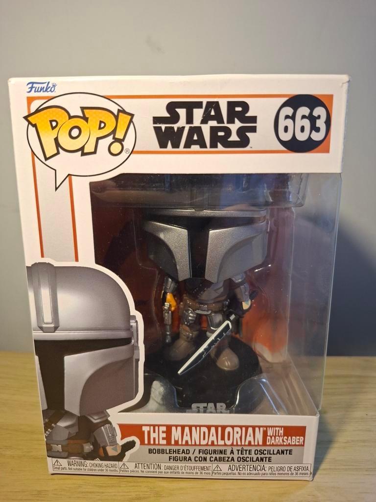 Funko Pop Star Wars: The Mandalorian with Darksaber #663, Ophalen of Verzenden, Zo goed als nieuw