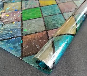 Decoratieve Glas raamfolie - Kleurrijk Design beschikbaar voor biedingen