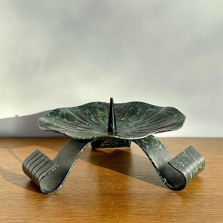 stoere brutalist KANDELAAR West Germany metaal vintage, Huis en Inrichting, Woonaccessoires | Kandelaars en Kaarsen, Gebruikt