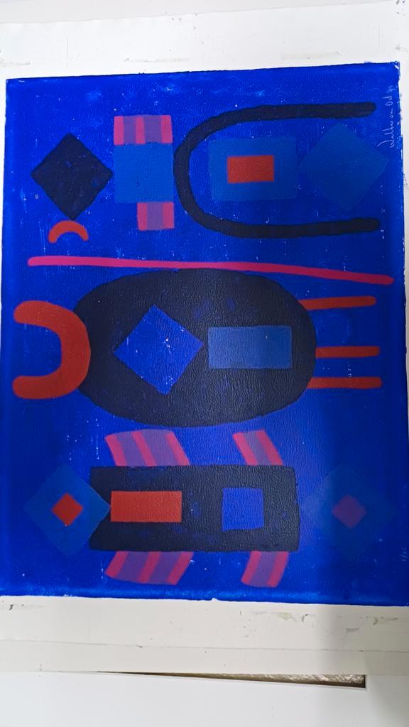 Walter van Oel - Abstracte Compositie, Antiek en Kunst, Kunst | Litho's en Zeefdrukken, Ophalen of Verzenden