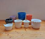 8 Bloempotten 4 wit 4 kleur in verschillende formaten, Rond, Ophalen of Verzenden, Zo goed als nieuw, Aardewerk