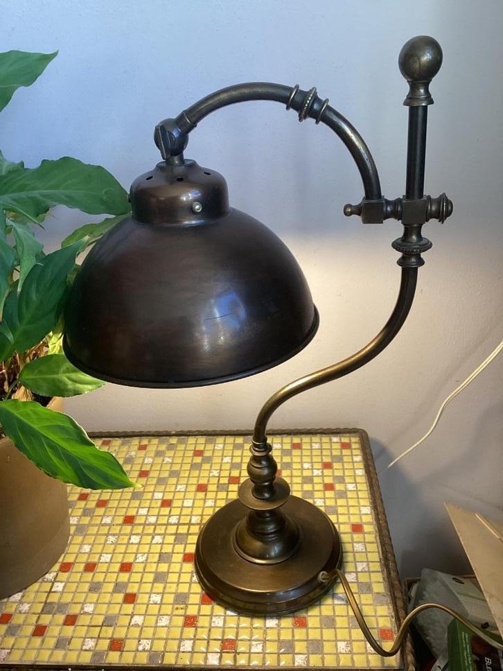 Tafellamp, lamp, GK, bronskleurig, steampunk, vintage, Huis en Inrichting, Lampen | Tafellampen, Gebruikt, Minder dan 50 cm, Ophalen