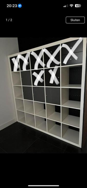 IKEA Kallax Kast 182x182 met 4 grijze Deuren beschikbaar voor biedingen