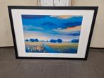 Hans Paus blue trees, 50 tot 75 cm, Ophalen of Verzenden, 75 tot 100 cm, Print