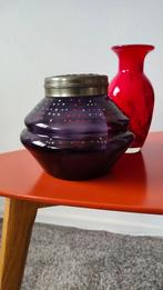 art deco oud vaasje rozensteker bloemensteker paars glas, Ophalen of Verzenden