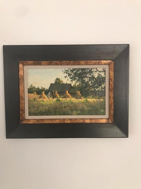 Igor Barchatkov, boerderij met graanschoven, Antiek en Kunst, Kunst | Schilderijen | Klassiek, Ophalen of Verzenden