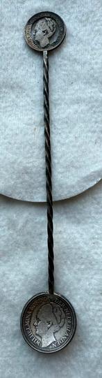 Zilveren stil verzet lepeltje 25c 1928 10c 1941 Wilhelmina, Ophalen of Verzenden, Overige soorten, Nederland, Overige typen