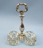 Antiek Zilveren Zoutvat met Kristallen Bakjes, Ophalen of Verzenden, Zilver