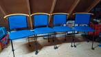 4 Eetkamerstoelen blauwe wollen Tonus meubelstof, Ophalen