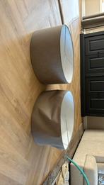 Twee kappen hanglamp taupe, Huis en Inrichting, Ophalen, Gebruikt, Overige kleuren, Rond