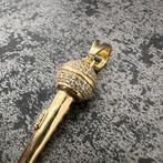 14 karaat gouden hanger microfoon kettinghanger, Ophalen of Verzenden, Zo goed als nieuw, Goud, Kruis of Symbool