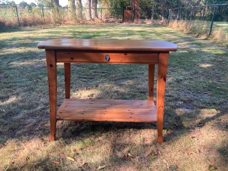 Houten Sidetable met Lade, Huis en Inrichting, Tafels | Sidetables, Gebruikt, 25 tot 50 cm, 50 tot 100 cm, Rechthoekig, Grenenhout