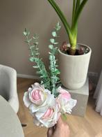 Roze en witte rozen kunst bloemen decoratie, Ophalen, Gebruikt, Binnen
