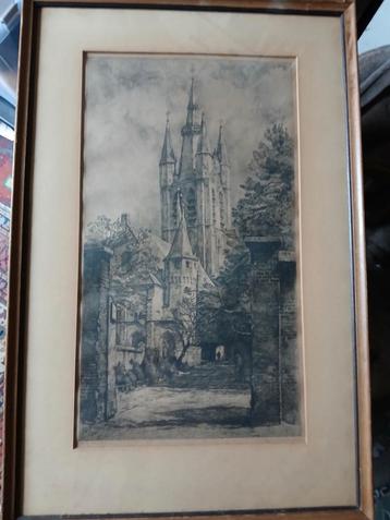 Ets W.G.Hofker princenhof Delft Oude Kerk  beschikbaar voor biedingen