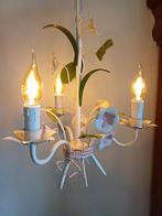 Franse Italiaanse brocante lamp luchter metaal bloemen, Ophalen of Verzenden