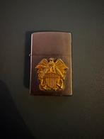 Zilveren Zippo met Gouden Eagle Badge, Ophalen of Verzenden, Gebruikt, Aansteker