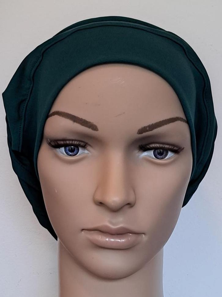 Chemo/haarverlies tricot beany 2 H. Donker petrol., Kleding | Dames, Mutsen, Sjaals en Handschoenen, Nieuw, Muts, Ophalen of Verzenden