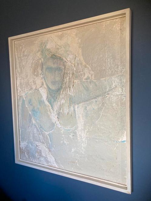 Prachtig groot origineel werk op doek in baklijst, Antiek en Kunst, Kunst | Schilderijen | Modern, Ophalen of Verzenden