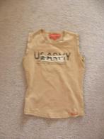 Mouwloos bruin katoenen US Army print shirt CARS 116 prima, Kinderen en Baby's, Kinderkleding | Maat 116, Gebruikt, Ophalen of Verzenden