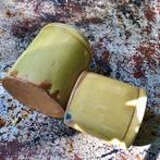 twee antieke Franse okergele confiture potten, Ophalen of Verzenden