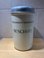 Emaille beschuitbus creme met goudenbies., Ophalen of Verzenden