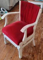 Brocante fauteuil rood velours, Ophalen, Hout, Gebruikt, Minder dan 75 cm