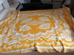 Wollen ? Grote gele retro deken Leiden bloemen 225-175cm, Ophalen of Verzenden, Zo goed als nieuw