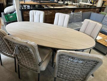 tuinset Ovale tuintafel  + 6 luxe tuinstoelen met rope draad beschikbaar voor biedingen
