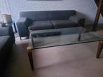 Design Massief kersenhout en glas salontafel, Ophalen, 100 tot 150 cm, 50 tot 100 cm, Minder dan 50 cm