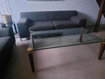 Design Massief kersenhout en glas salontafel beschikbaar voor biedingen