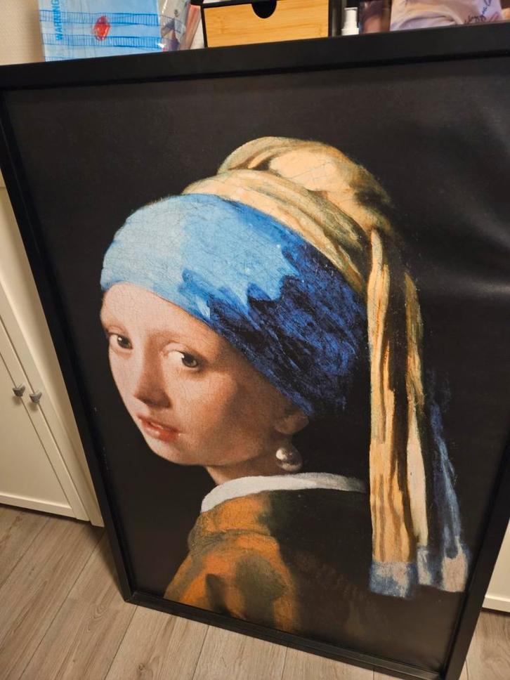 Schilderij/poster meisje met de parel, Huis en Inrichting, Woonaccessoires | Schilderijen, Tekeningen en Foto's, Zo goed als nieuw
