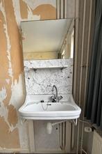 Wastafel met marmeren achterwand en spiegel, Ophalen, Gebruikt, 50 tot 100 cm, Minder dan 100 cm