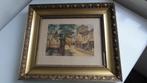 Schilderij Place du Tertre, gesigneerd met mooie lijst, Antiek en Kunst, Ophalen of Verzenden