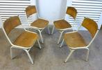 Prachtige set van 4 industriele retro school kinder stoelen, Gebruikt, Ophalen, Stoel(en)