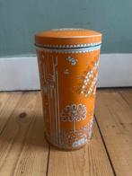 Retro bewaarblik oranje, Verzamelen, Blikken, Ophalen of Verzenden, Gebruikt, Beschuit