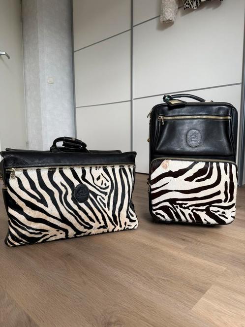 Luxe lederen Terrida Reis Trolly & Tas Zebra, Motoren, Accessoires | Koffers en Tassen, Nieuw, Ophalen of Verzenden
