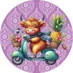 LF4015 ouwel koe scooter 20x4,7cm eetbare cupcake rondjes, Ophalen of Verzenden, Nieuw, Cupcakes, Versiering