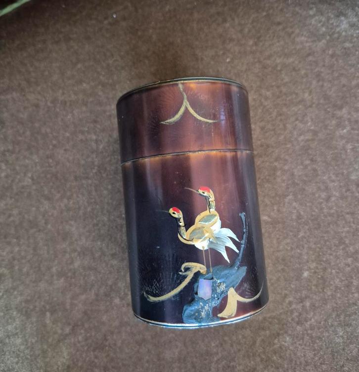 Japans theeblik, teacaddy, vintage theebus 3dlg, jaren '50, Antiek en Kunst, Kunst | Niet-Westerse kunst, Ophalen of Verzenden