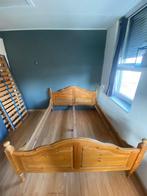 Geloogd grenen 2 persoons bed, Huis en Inrichting, Hollandse stijl, geloogd grenen, Gebruikt, Bruin, Tweepersoons