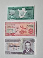 3 biljetten burundi unc kk f.7.10, Ophalen of Verzenden, Burundi