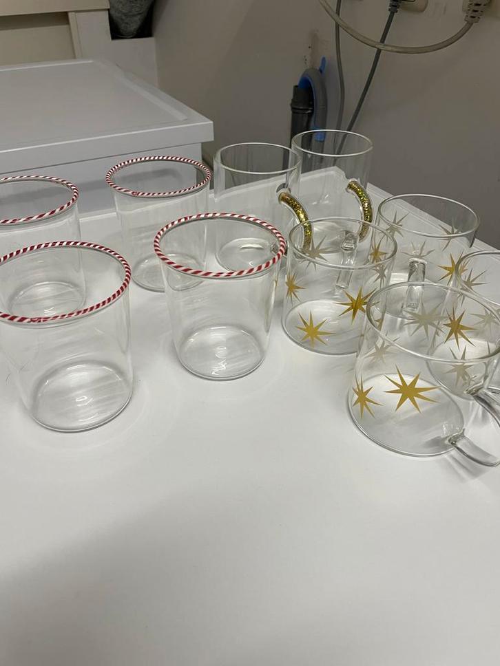 10 Kerst Kopjes - Feestelijke Set, Huis en Inrichting, Keuken | Servies, Gebruikt, Kop(pen) en/of Schotel(s), Overige stijlen