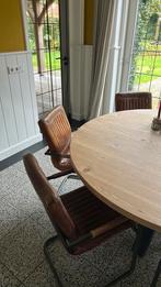 6 leren/metalen eetkamer stoelen, Ophalen